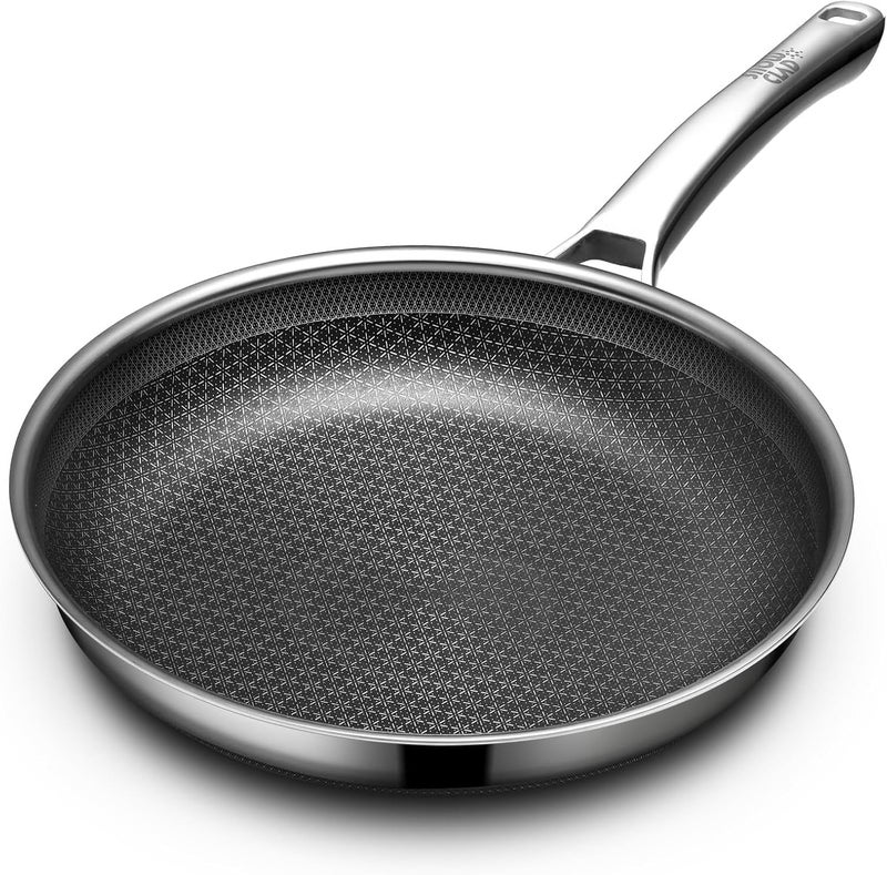 OATOFP Non Stick Frying Pans 12 inch, Hybrid Frying Pans Nonstick,non stick Stainless Steel Skillets, Dishwasher and Oven-Safe Chef Pan, Induction Compatible Pan, PFOA Free Cookware - Image 1